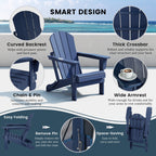 Sedie Adirondack pieghevoli per esterni e patio, resistenti alle intemperie, Polytrends Laguna (set da 4)