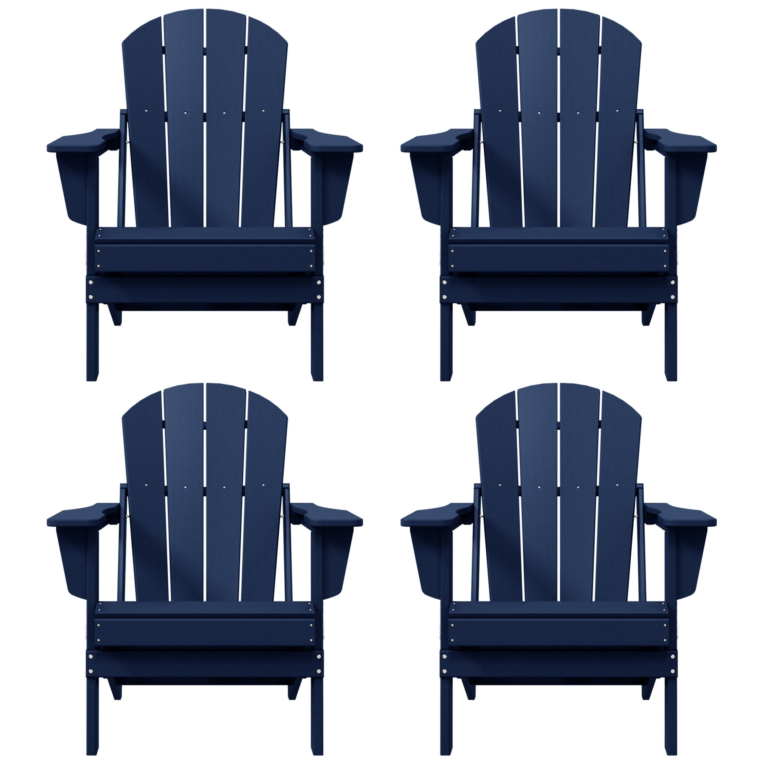 Sedie Adirondack pieghevoli per esterni e patio, resistenti alle intemperie, Polytrends Laguna (set da 4)