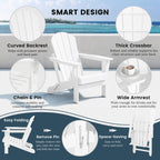Sedie Adirondack pieghevoli per esterni e patio, resistenti alle intemperie, Polytrends Laguna (set da 4)