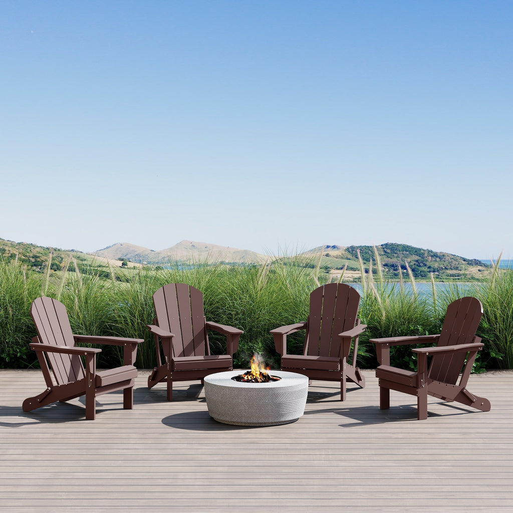 Sedie Adirondack pieghevoli per esterni e patio, resistenti alle intemperie, Polytrends Laguna (set da 4)