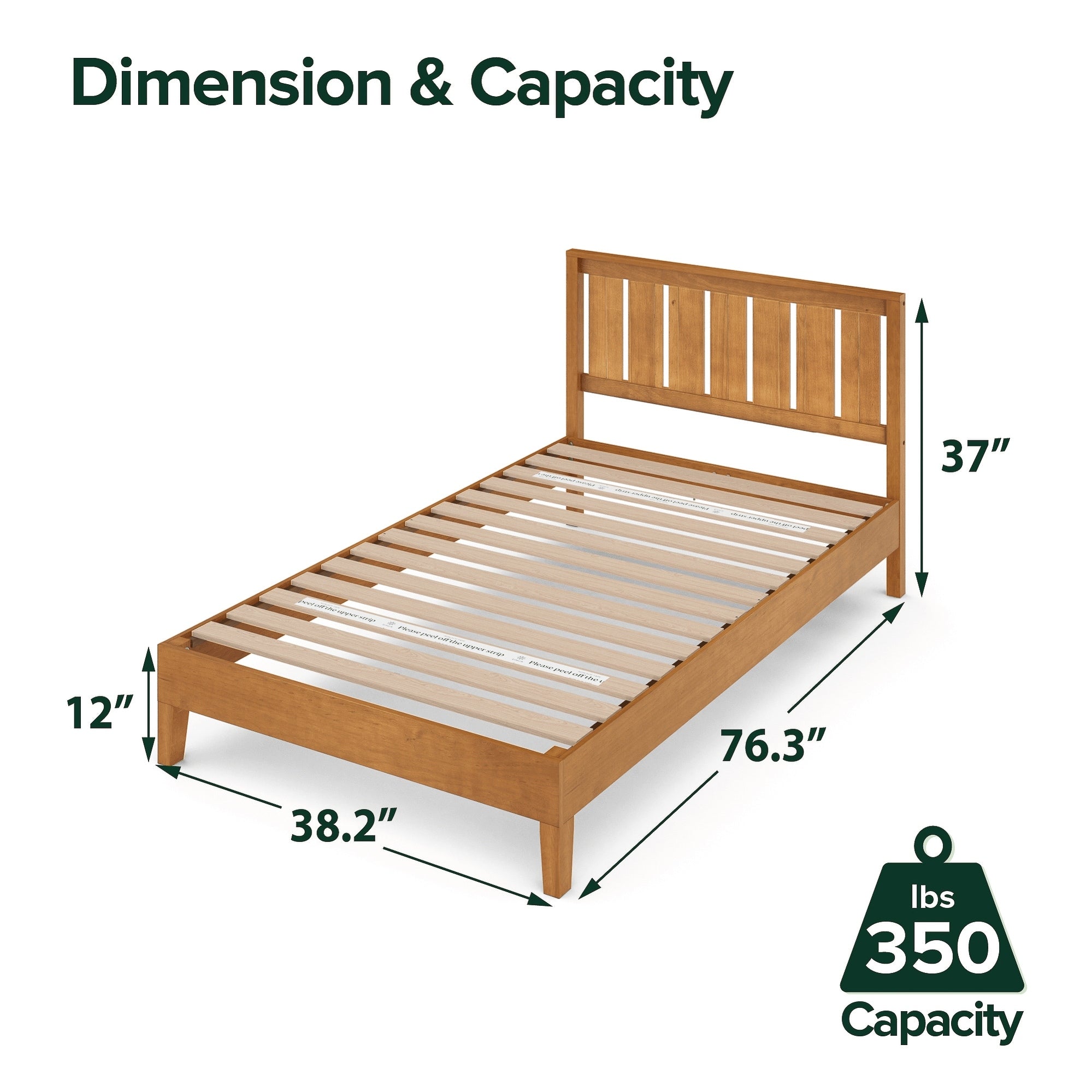 Priage di ZINUS Struttura letto con piattaforma in legno di pino rustico Deluxe
