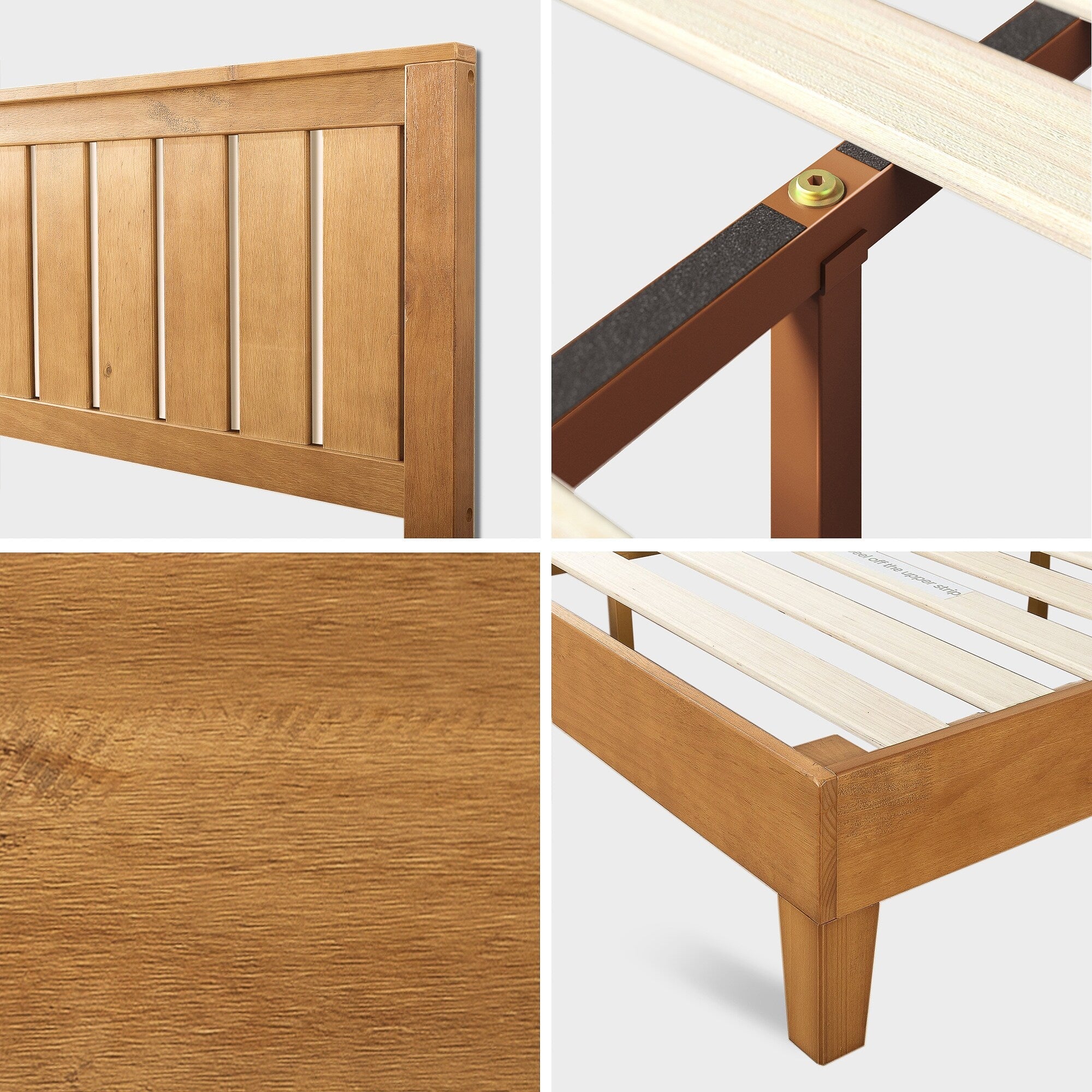 Priage di ZINUS Struttura letto con piattaforma in legno di pino rustico Deluxe