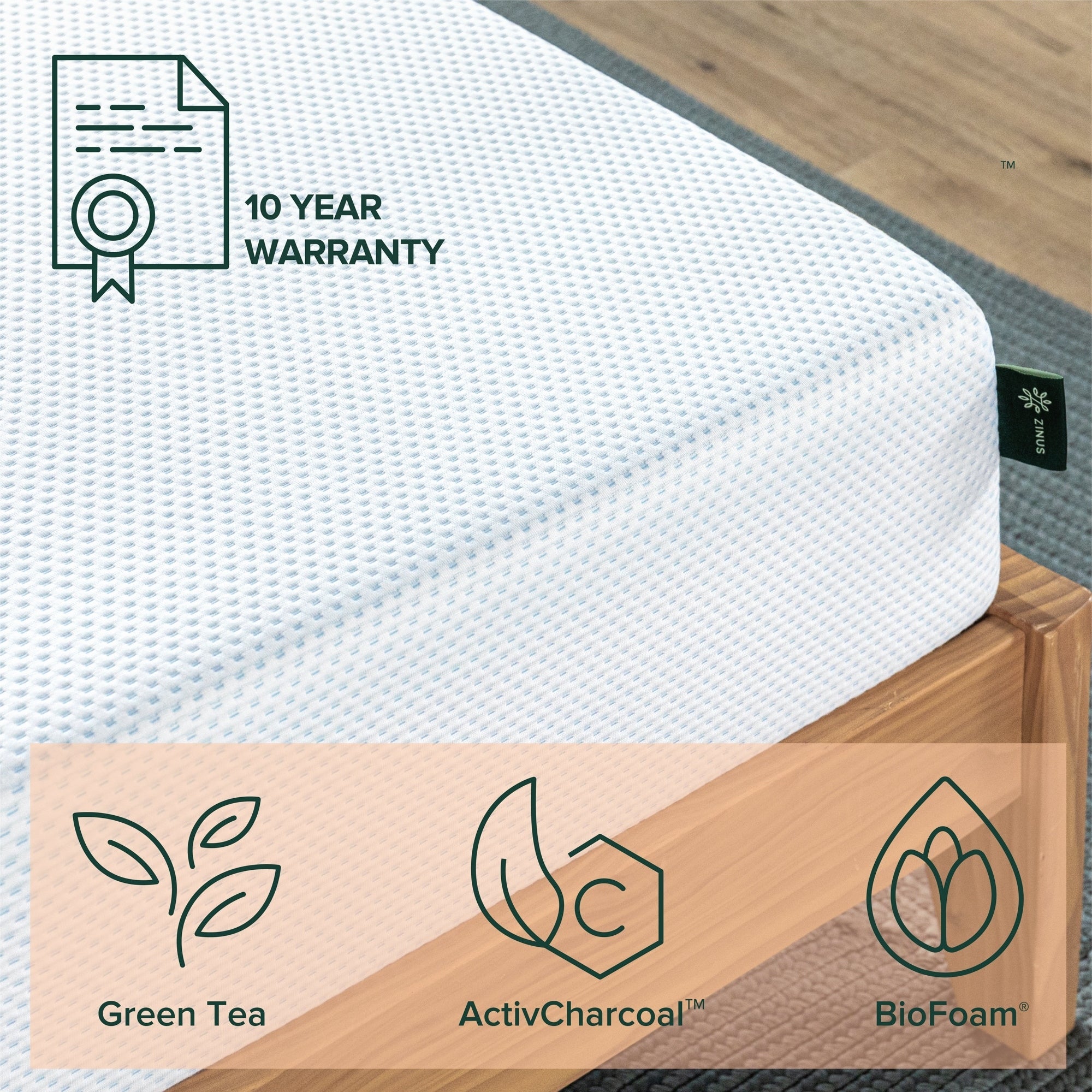 Materasso in memory foam al tè verde Priage by Zinus da 8 pollici