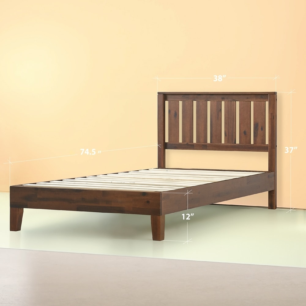 Letto a piattaforma in legno massello Priage by Zinus Antique Espresso