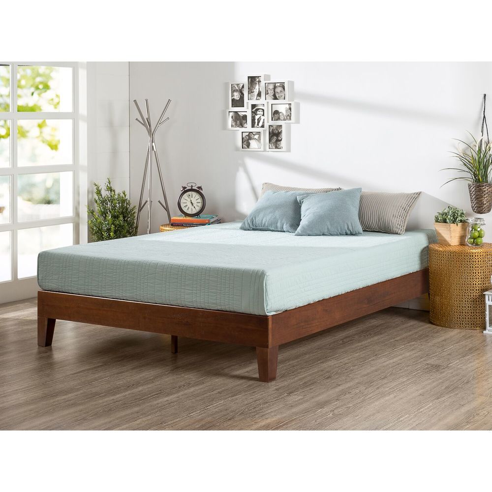 Priage by Zinus Deluxe Antique Espresso Letto a piattaforma in legno massello