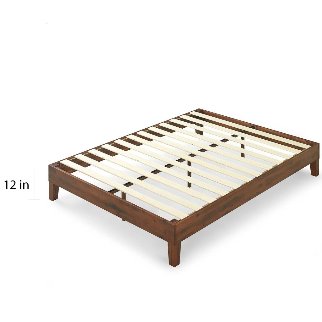 Priage by Zinus Deluxe Antique Espresso Letto a piattaforma in legno massello