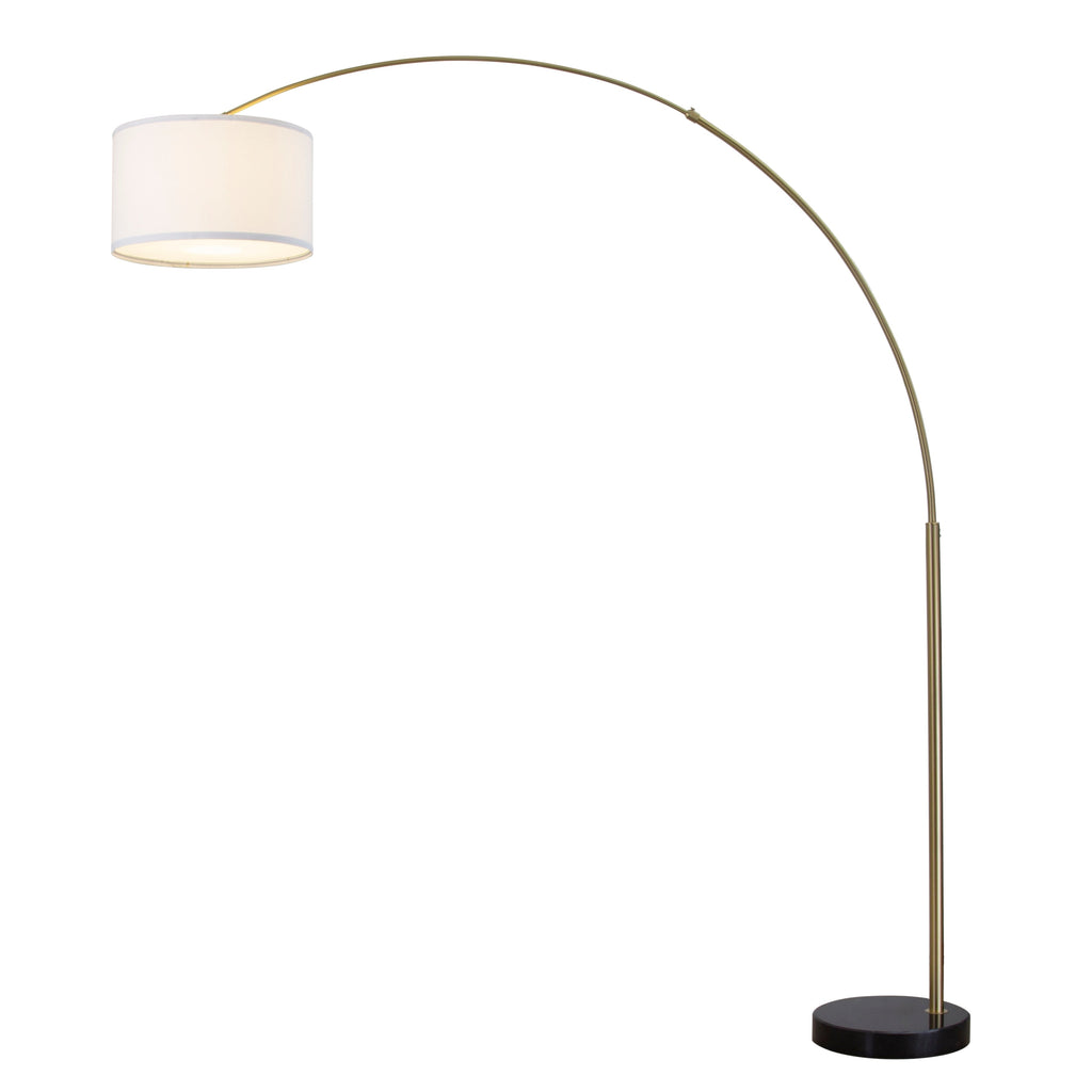 Lampada da terra ad arco regolabile in acciaio Q-Max 81 con paralume extra large e base in marmo