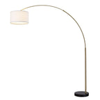 Lampada da terra ad arco regolabile in acciaio Q-Max 81 con paralume extra large e base in marmo