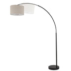 Lampada da terra ad arco regolabile in acciaio Q-Max 81 con paralume extra large e base in marmo