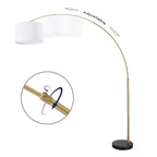 Lampada da terra ad arco regolabile in acciaio Q-Max 81 con paralume extra large e base in marmo