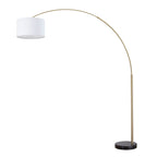 Lampada da terra ad arco regolabile in acciaio Q-Max 81 con paralume extra large e base in marmo