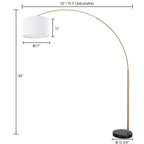 Lampada da terra ad arco regolabile in acciaio Q-Max 81 con paralume extra large e base in marmo