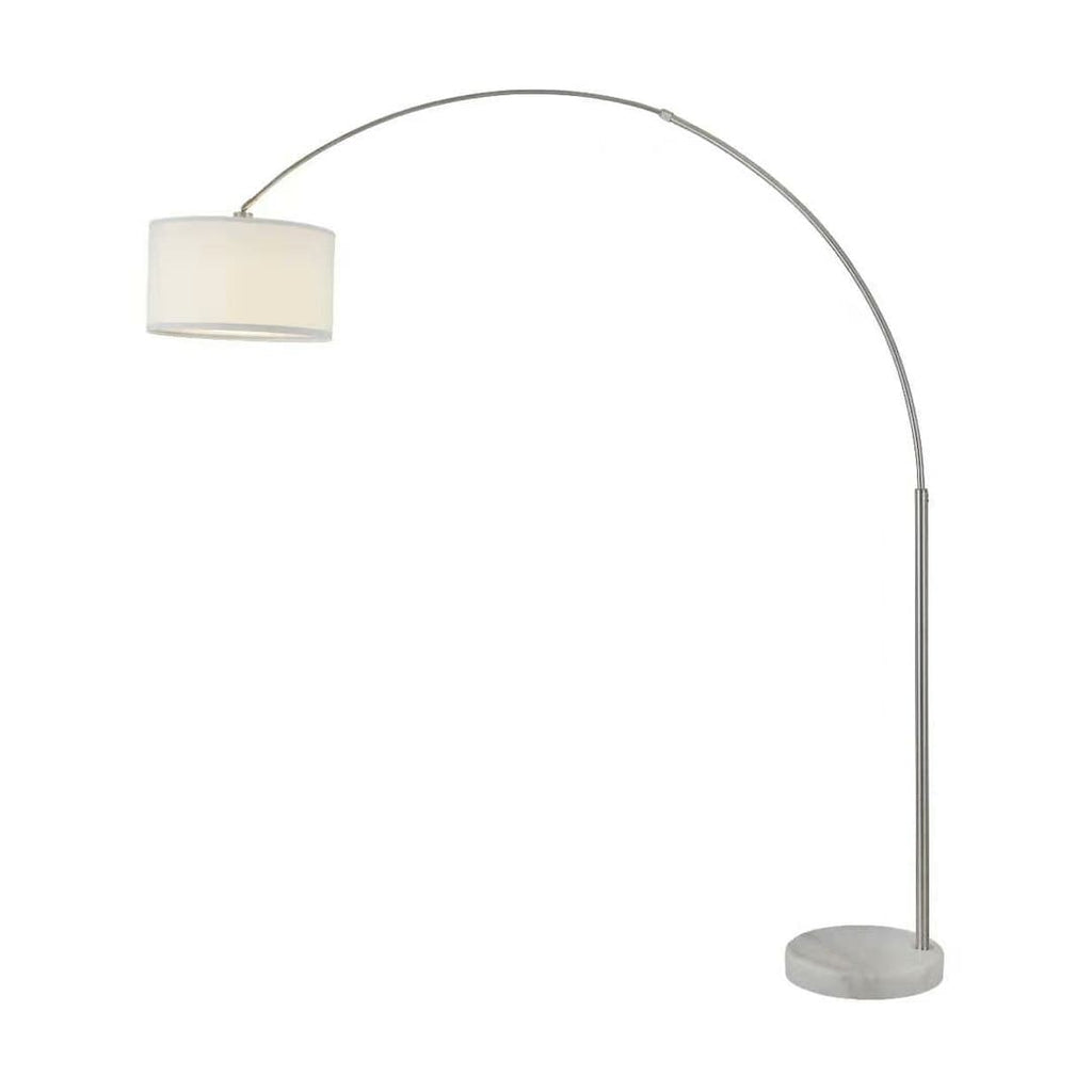 Lampada da terra ad arco regolabile in acciaio Q-Max 81 con paralume extra large e base in marmo