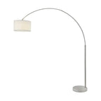 Lampada da terra ad arco regolabile in acciaio Q-Max 81 con paralume extra large e base in marmo