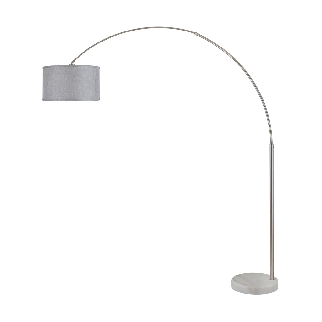 Lampada da terra ad arco regolabile in acciaio Q-Max 81 con paralume extra large e base in marmo