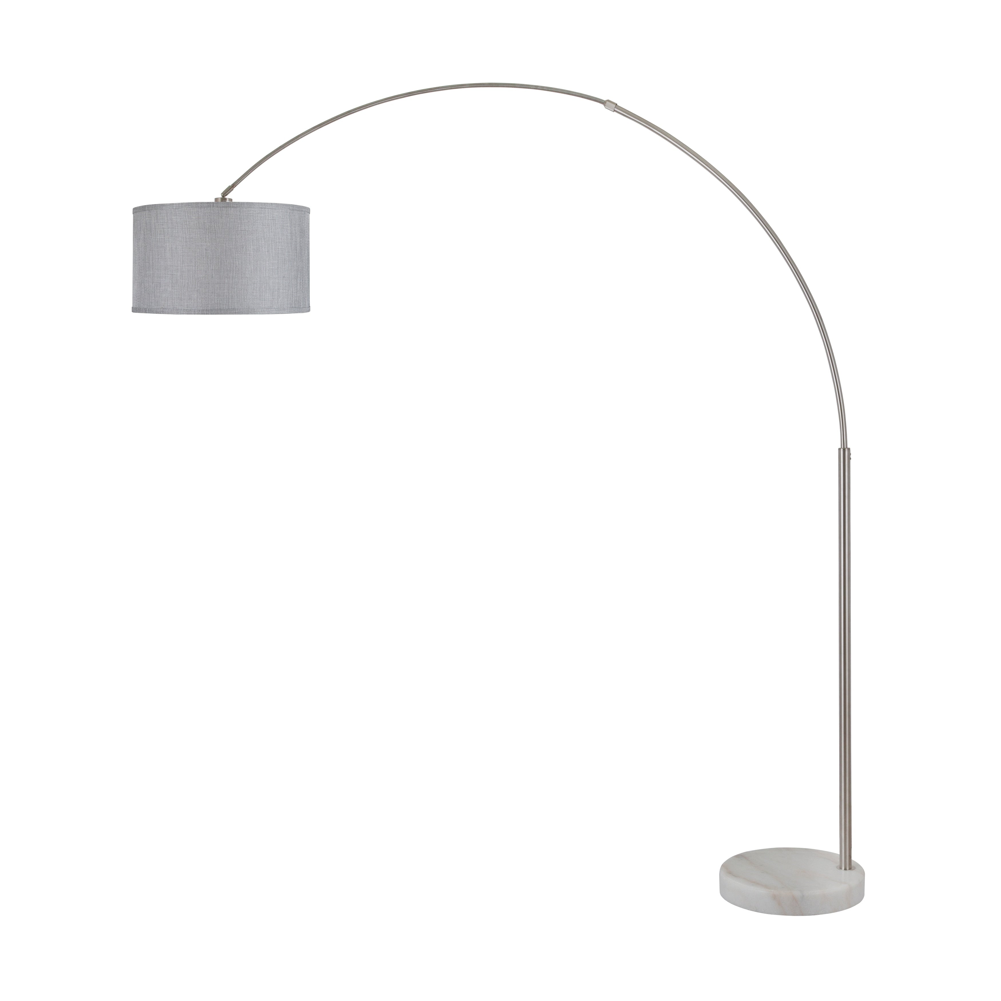 Lampada da terra ad arco regolabile in acciaio Q-Max 81 con paralume extra large e base in marmo