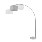Lampada da terra ad arco regolabile in acciaio Q-Max 81 con paralume extra large e base in marmo