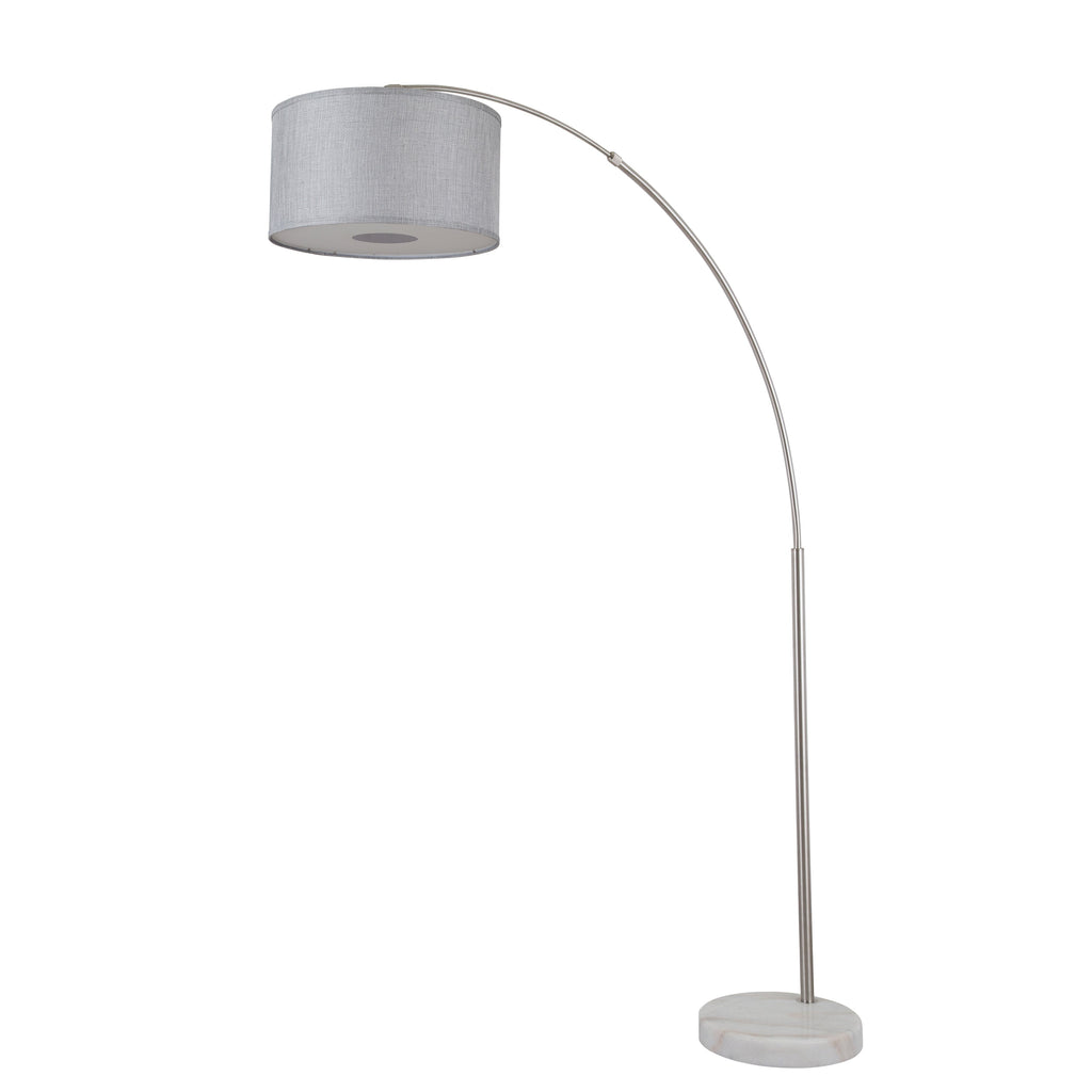 Lampada da terra ad arco regolabile in acciaio Q-Max 81 con paralume extra large e base in marmo