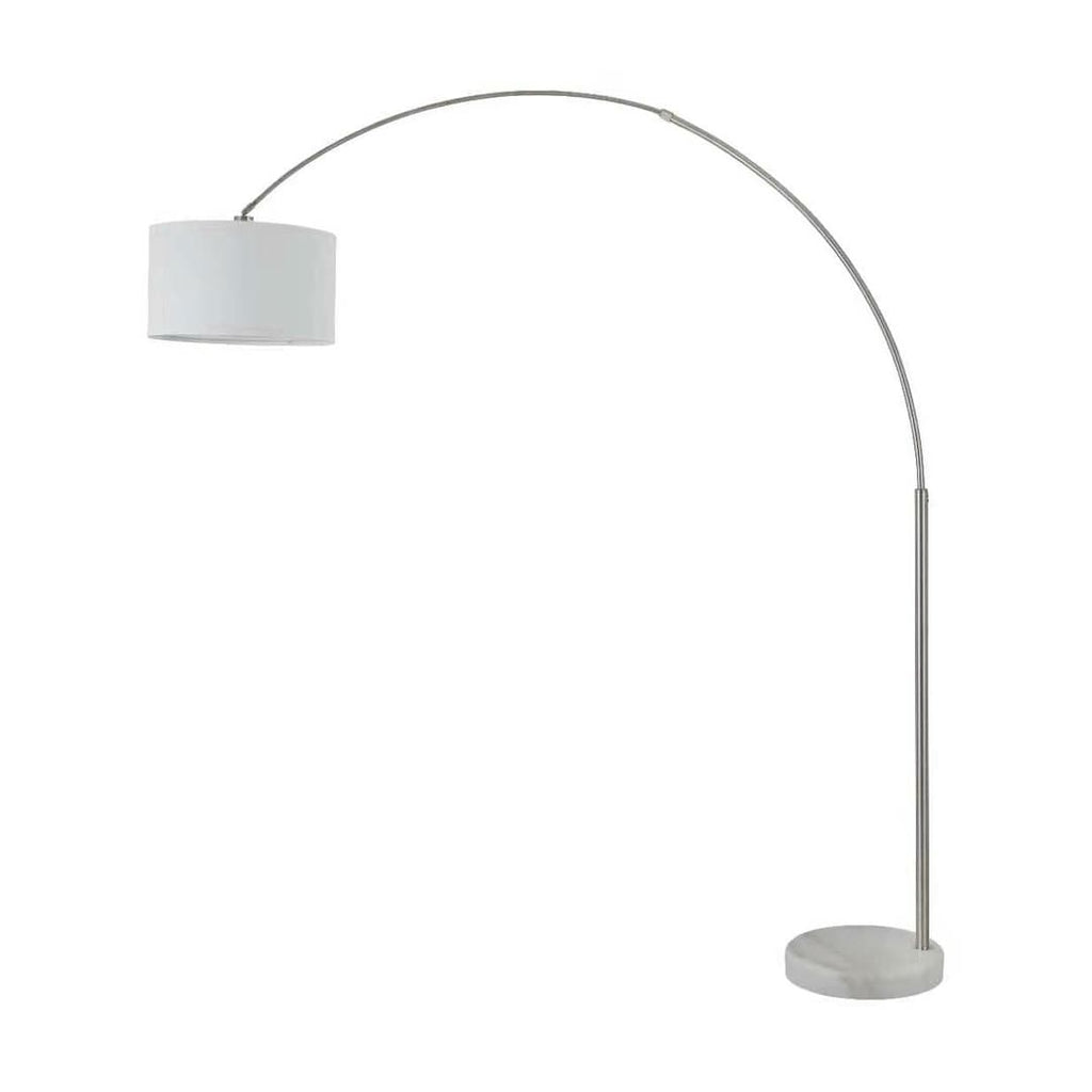 Lampada da terra ad arco regolabile in acciaio Q-Max 81 con paralume extra large e base in marmo