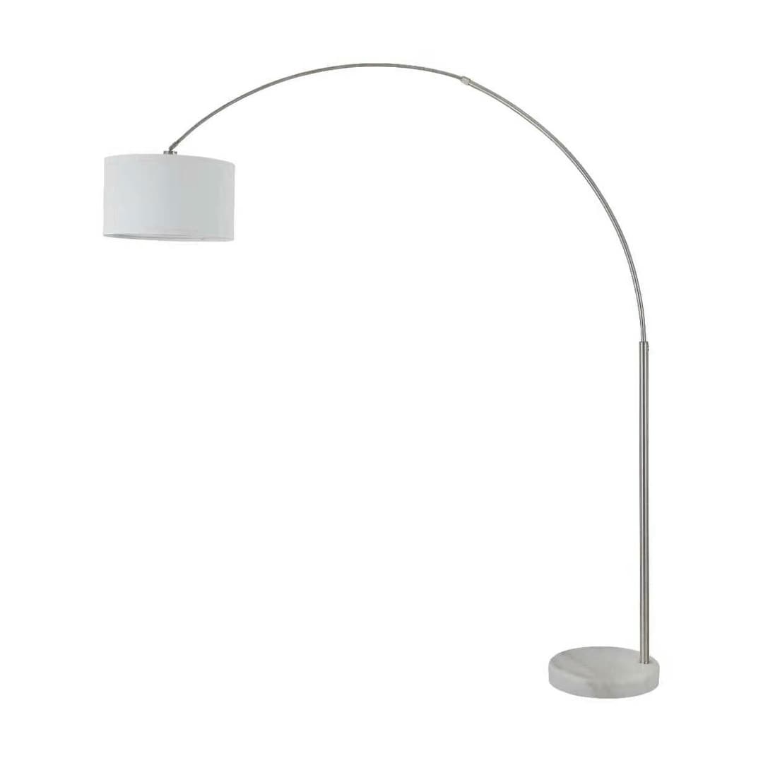 Lampada da terra ad arco regolabile in acciaio Q-Max 81 con paralume extra large e base in marmo