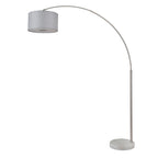 Lampada da terra ad arco regolabile in acciaio Q-Max 81 con paralume extra large e base in marmo
