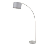 Lampada da terra ad arco regolabile in acciaio Q-Max 81 con paralume extra large e base in marmo