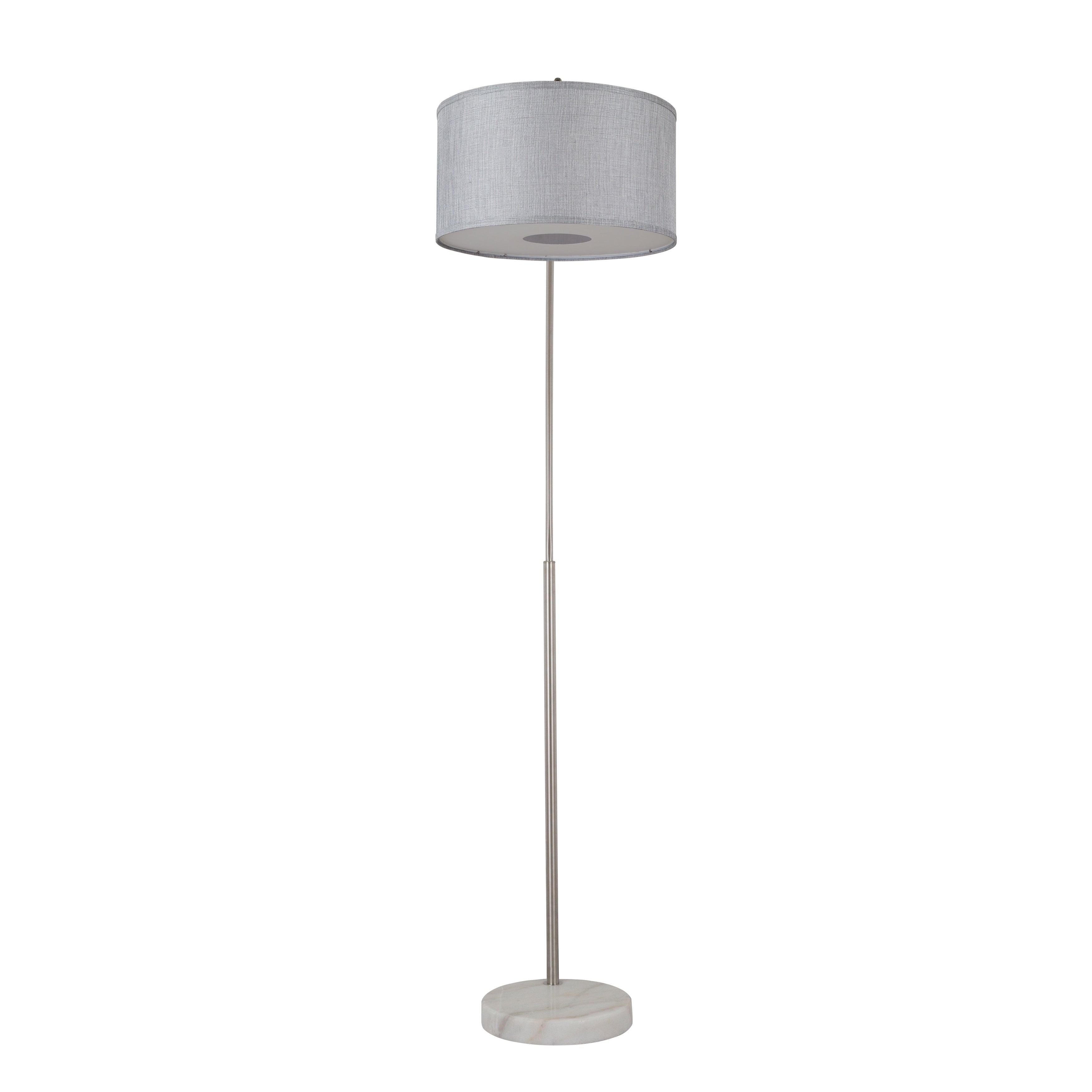 Lampada da terra ad arco regolabile in acciaio Q-Max 81 con paralume extra large e base in marmo