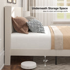 Letto imbottito con canali verticali queen/full e testiera wingback