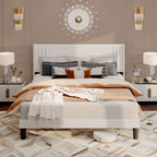 Letto imbottito con canali verticali queen/full e testiera wingback