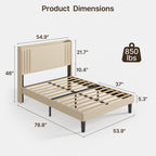 Letto imbottito con canali verticali queen/full e testiera wingback