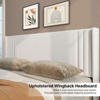 Letto imbottito con canali verticali queen/full e testiera wingback