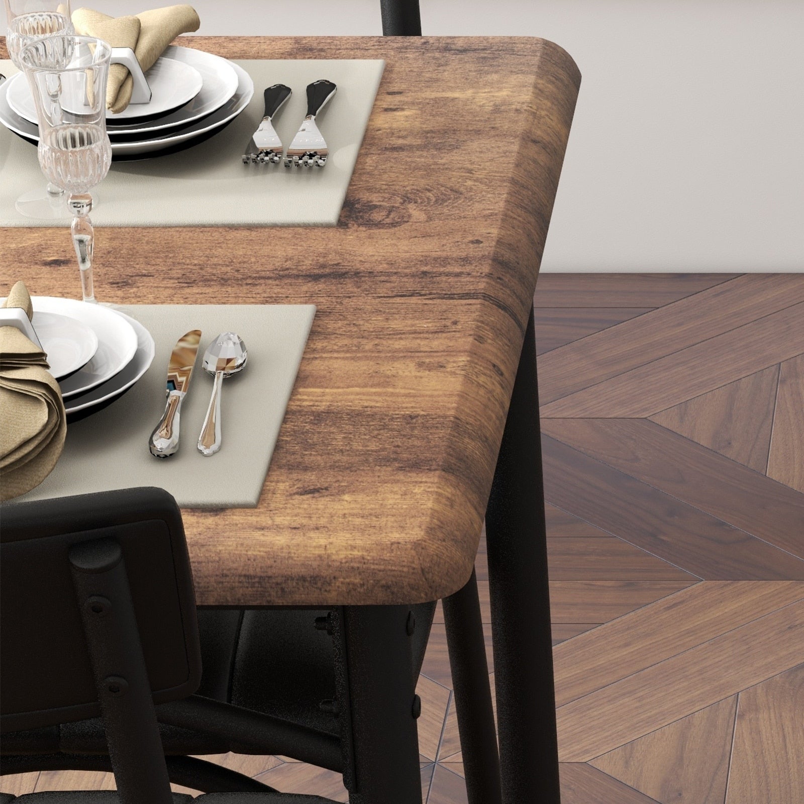 Tavolo da pranzo rettangolare per 4 persone con sedie imbottite
