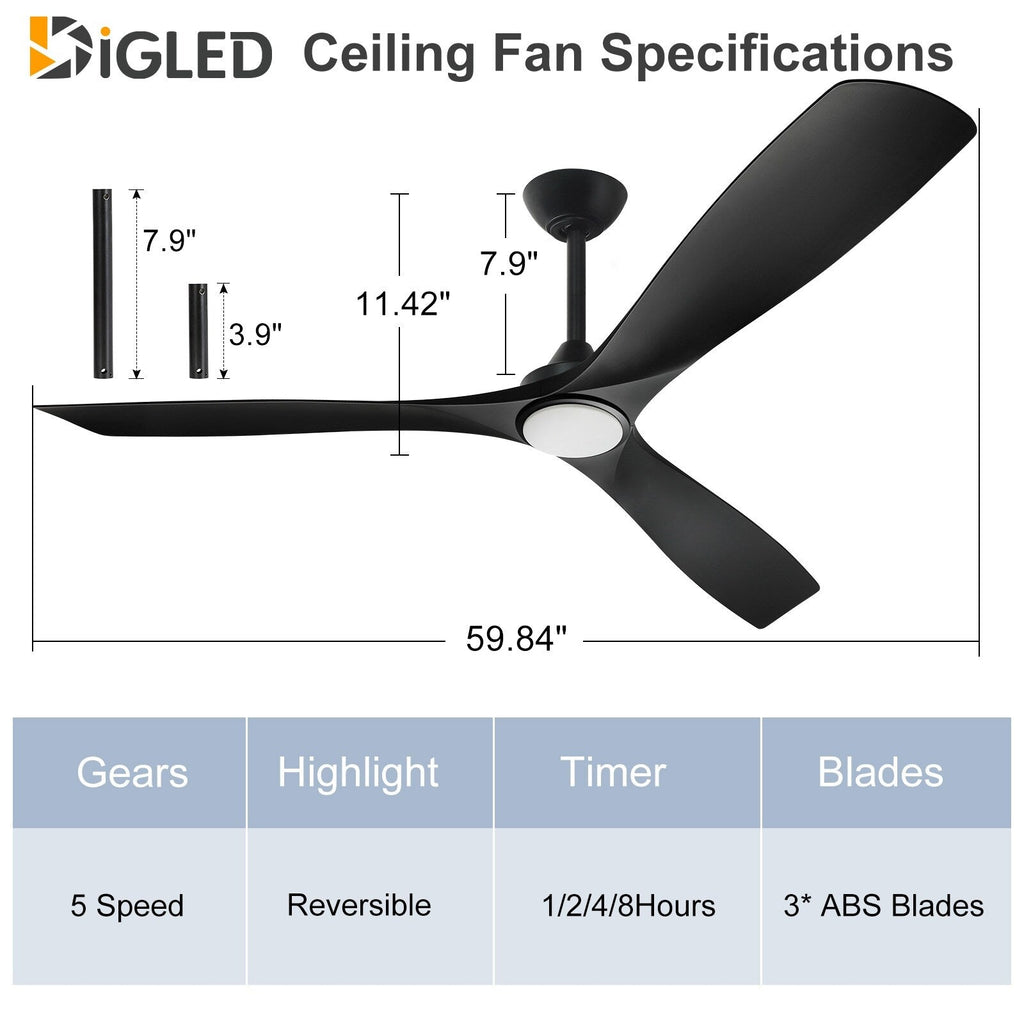 Ventilatore da soffitto con luci a filo e telecomando