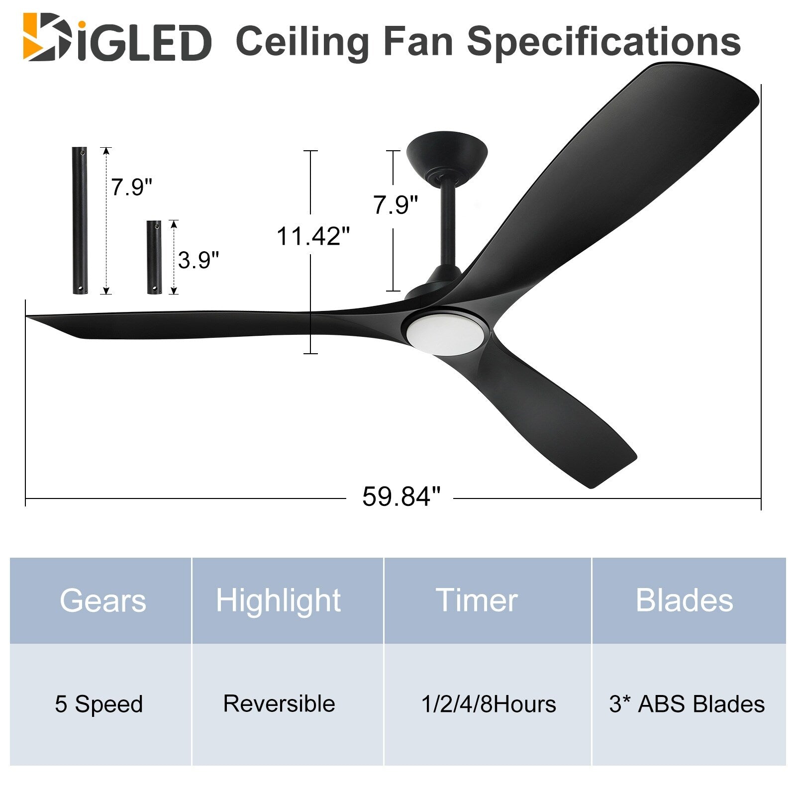 Ventilatore da soffitto con luci a filo e telecomando