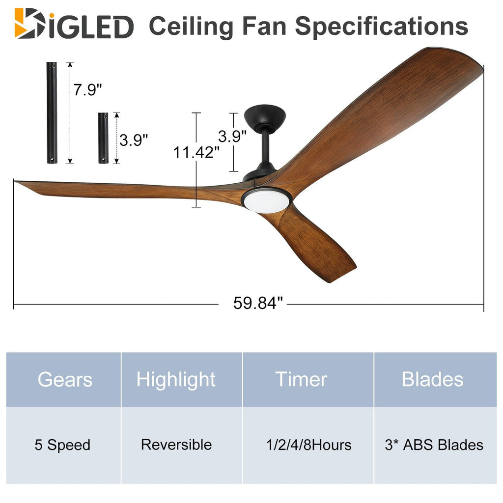 Ventilatore da soffitto con luci a filo e telecomando