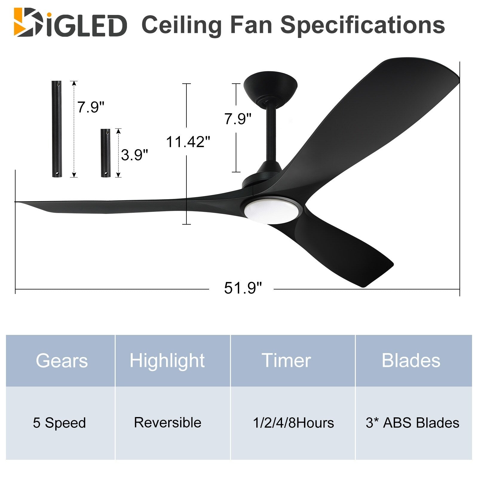 Ventilatore da soffitto con luci a filo e telecomando