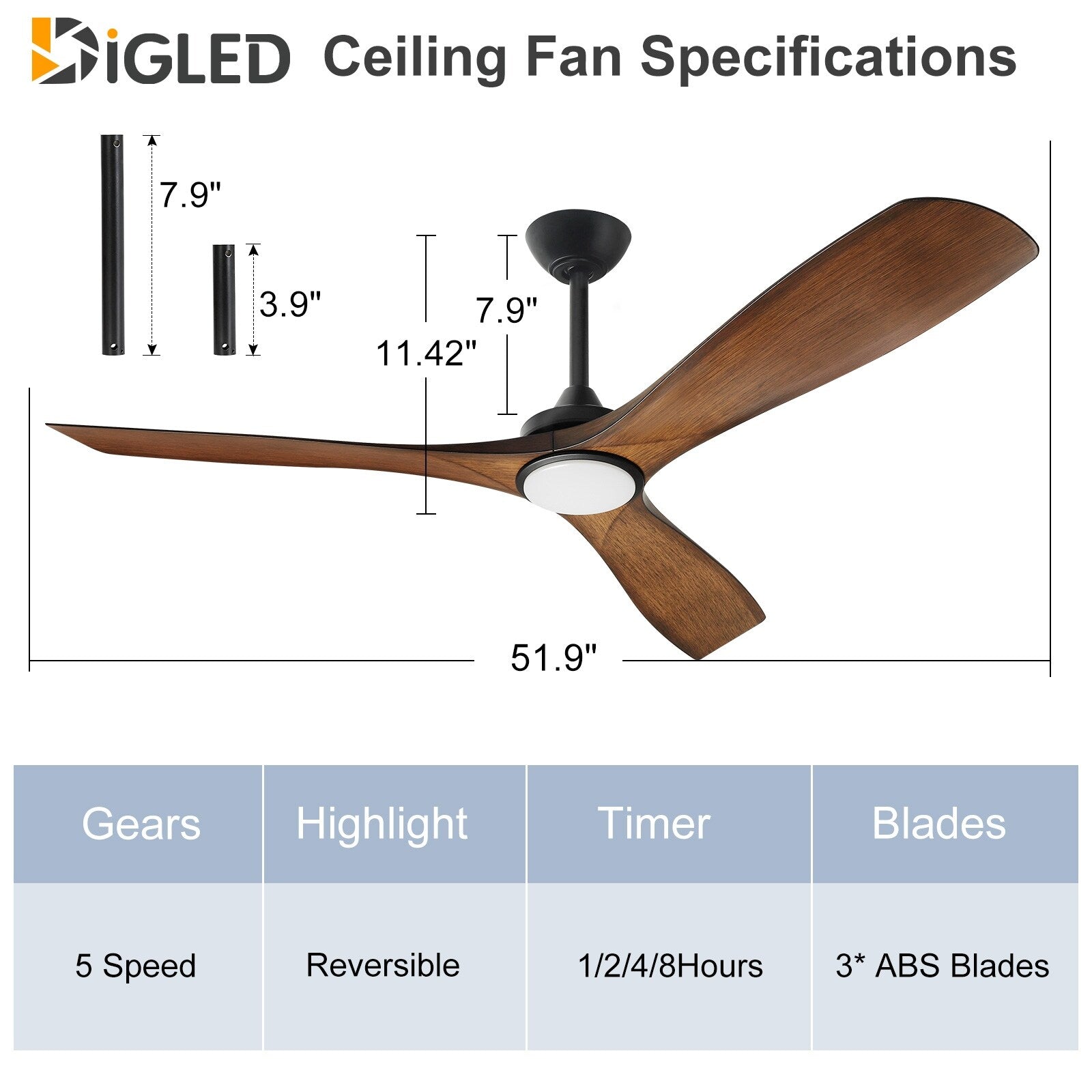 Ventilatore da soffitto con luci a filo e telecomando