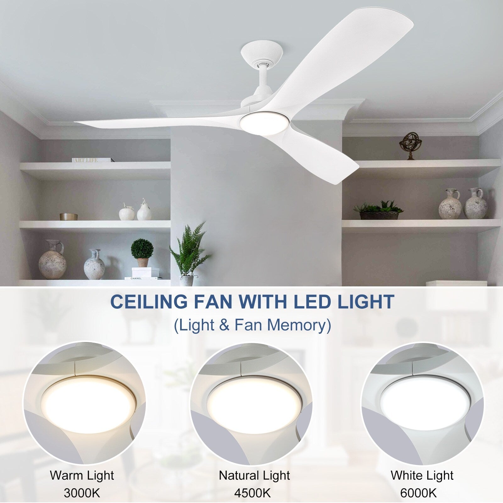 Ventilatore da soffitto con luci a filo e telecomando