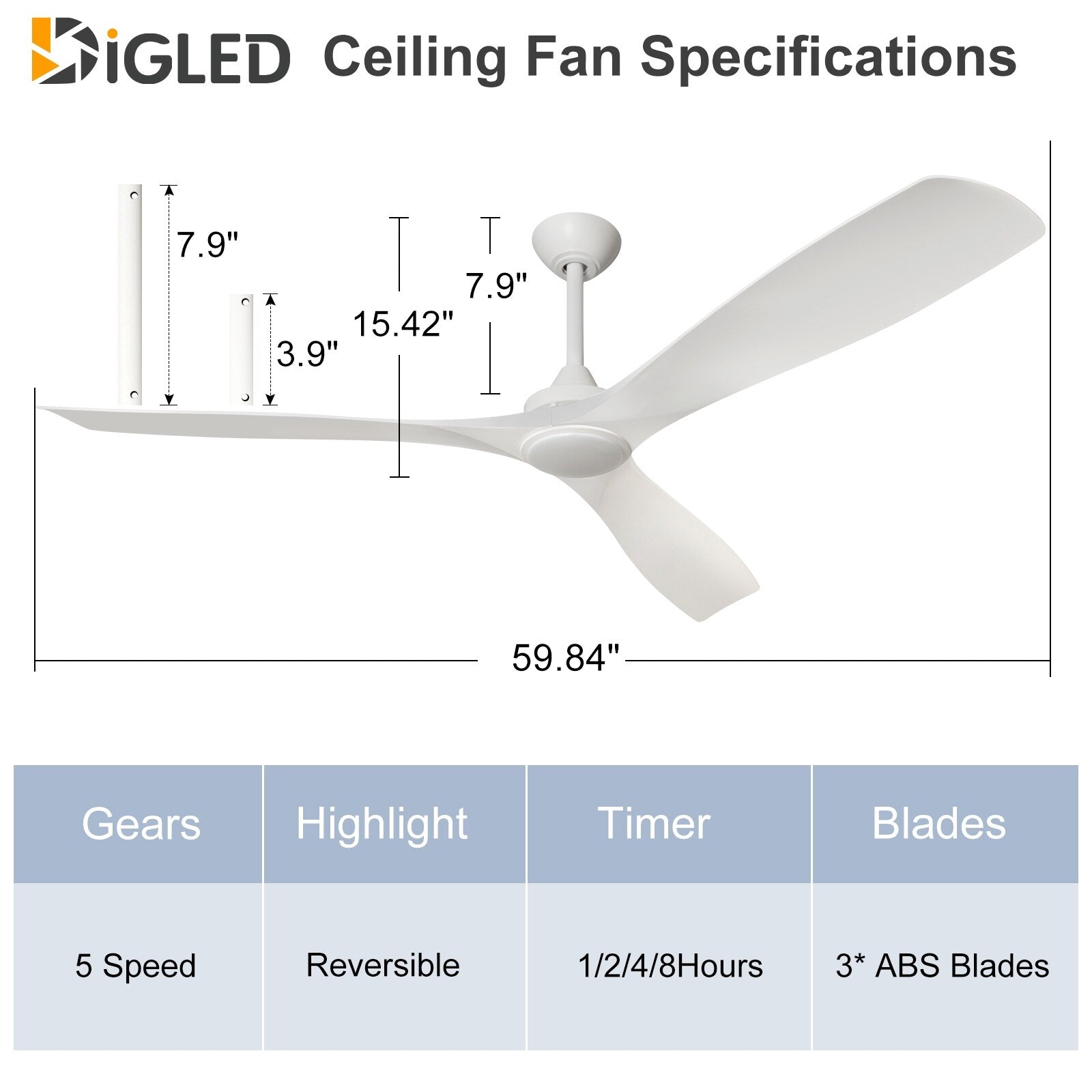 Ventilatore da soffitto con luci a filo e telecomando