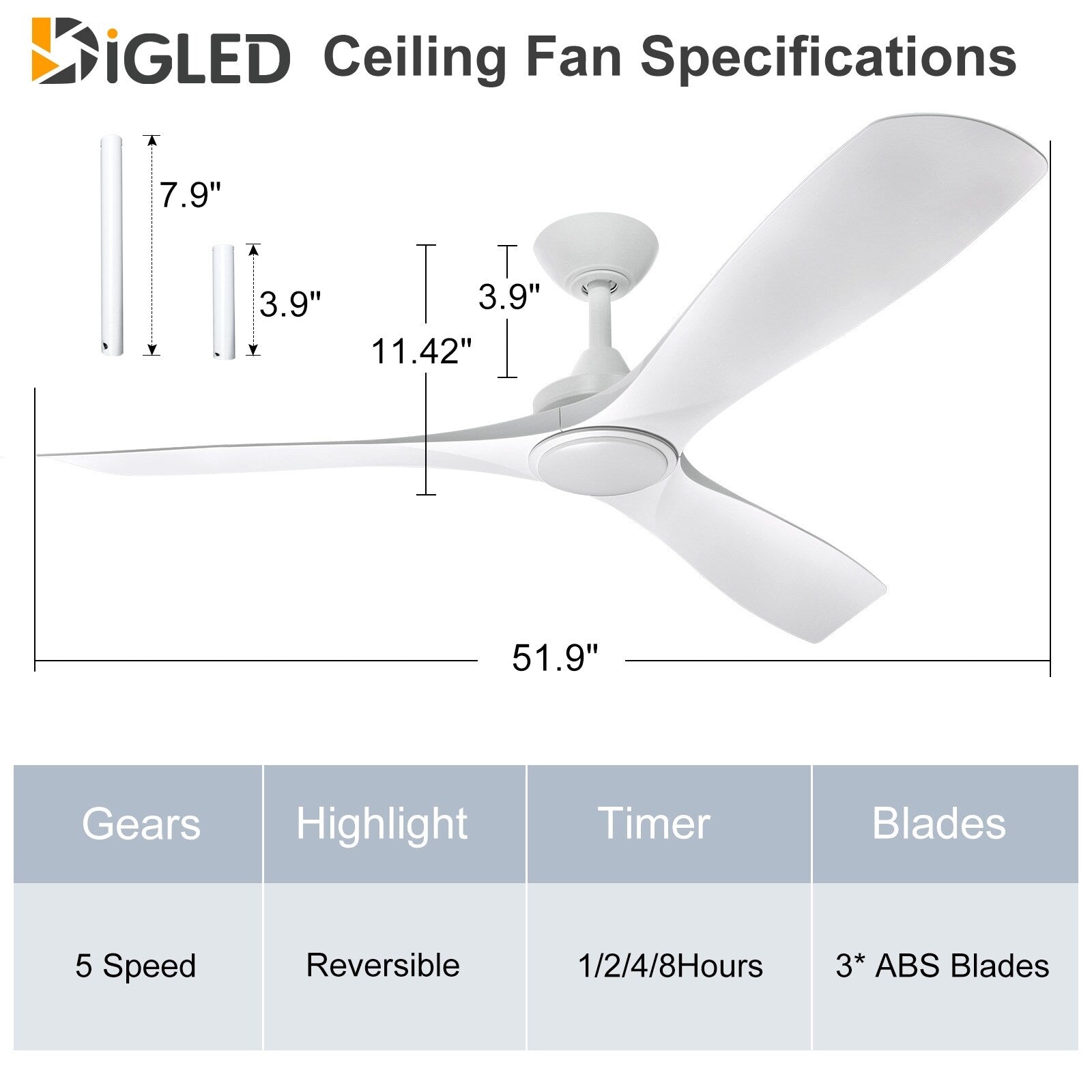 Ventilatore da soffitto con luci a filo e telecomando