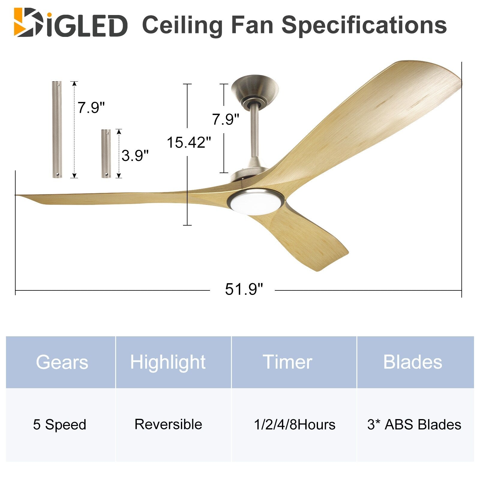 Ventilatore da soffitto con luci a filo e telecomando