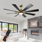 Ventilatore da soffitto con luci e telecomando, 8 pale in legno grandi