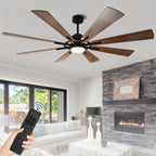 Ventilatore da soffitto con luci e telecomando, 8 pale in legno grandi