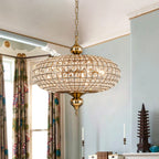 Lampadario da cucina in stile francese retrò con 4/5 luci in ottone anticato e cristallo a forma di globo