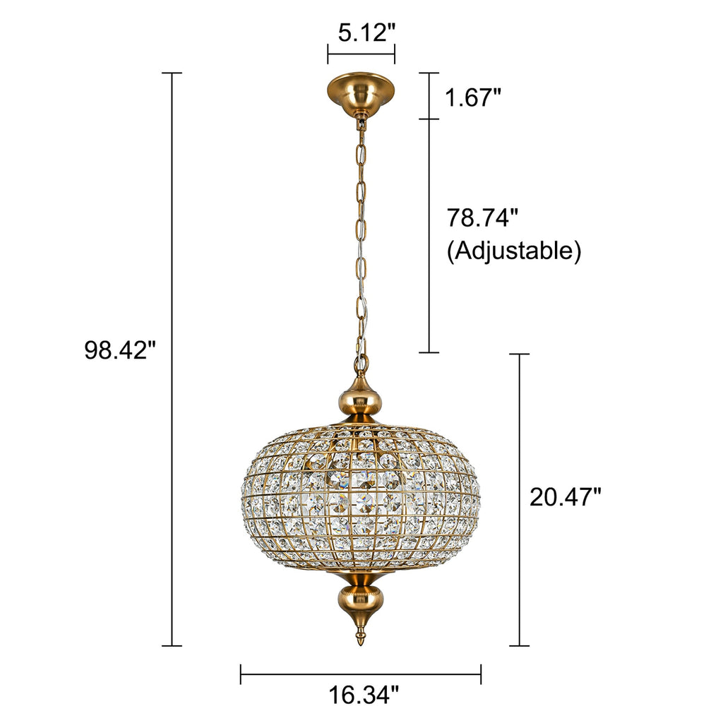 Lampadario da cucina in stile francese retrò con 4/5 luci in ottone anticato e cristallo a forma di globo