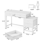 Scrivania per computer reversibile con 5 cassetti, scrivania per ufficio con cassetto per schedario e supporto per stampante