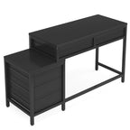 Scrivania per computer reversibile con 5 cassetti, scrivania per ufficio con cassetto per schedario e supporto per stampante