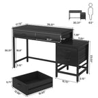 Scrivania per computer reversibile con 5 cassetti, scrivania per ufficio con cassetto per schedario e supporto per stampante