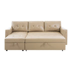 Divano componibile reversibile con letto estraibile, chaise longue con contenitore nascosto e gambe resistenti