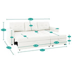 Divano componibile reversibile con letto estraibile, chaise longue con contenitore nascosto e gambe resistenti